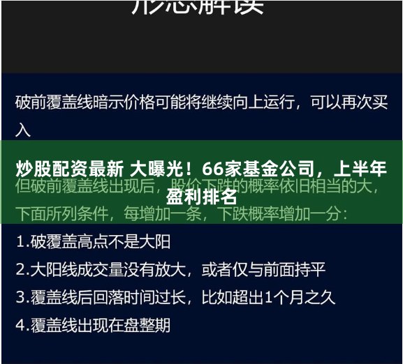 炒股配资最新 大曝光！66家基金公司，上半年盈利排名